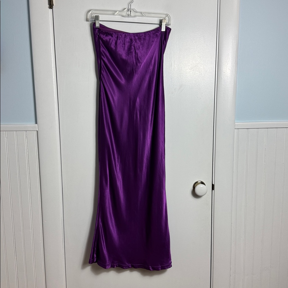 NWT Meshki Tyler Strapless Satin Midi Dress Purple Grape‎ Size Small - Picture 5 of 10